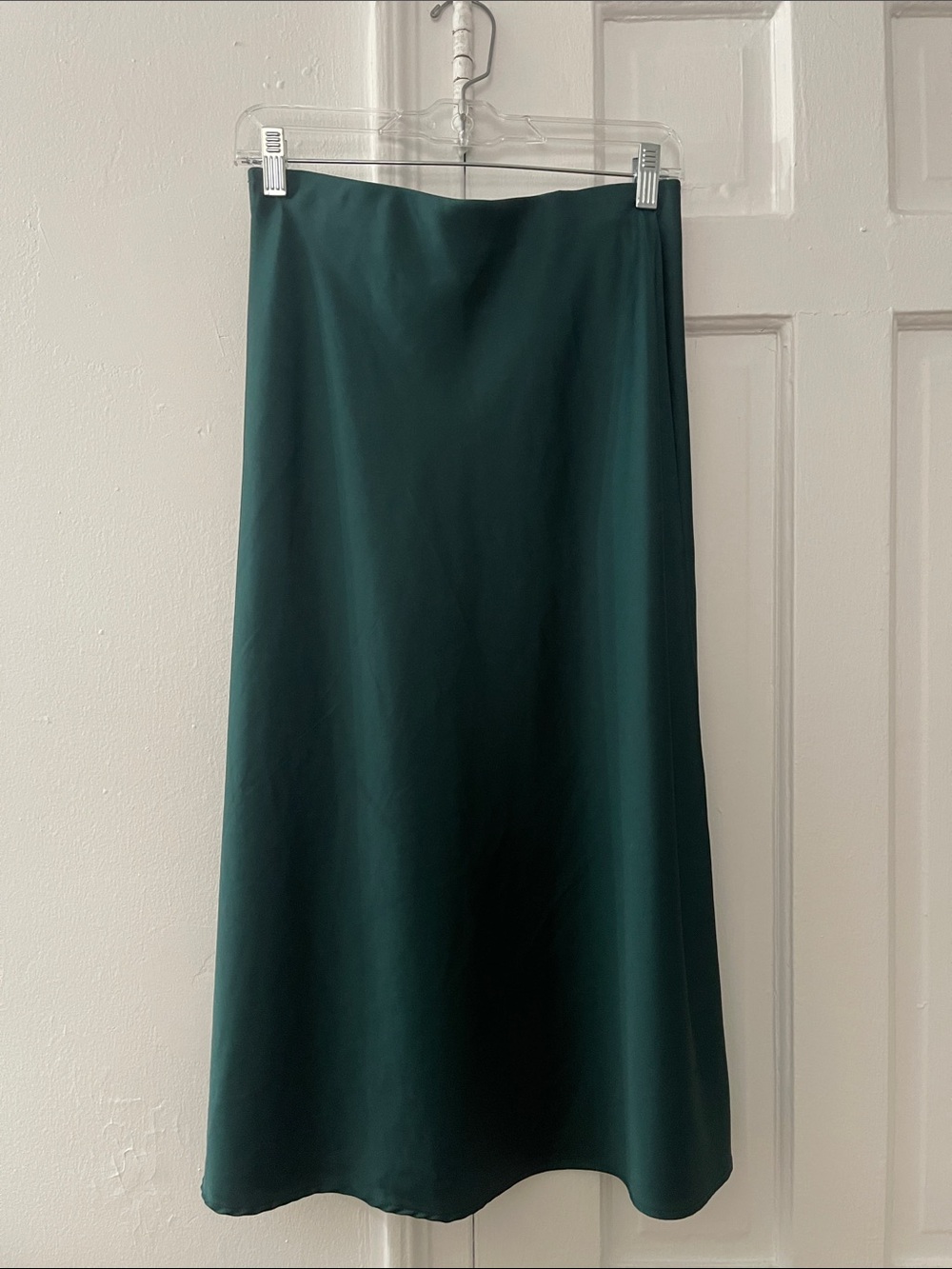 Bias-Cut Midi Skirt in Deep Emerald